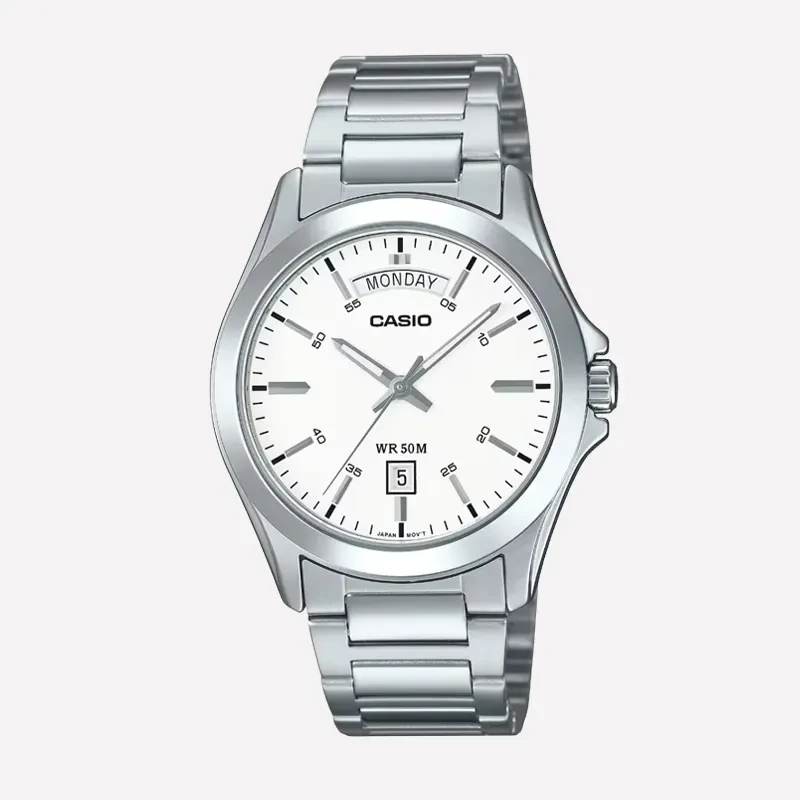 Casio Enticer Japan Quartz Day-Date White Dial Men's Watch- MTP-1370D-7A3